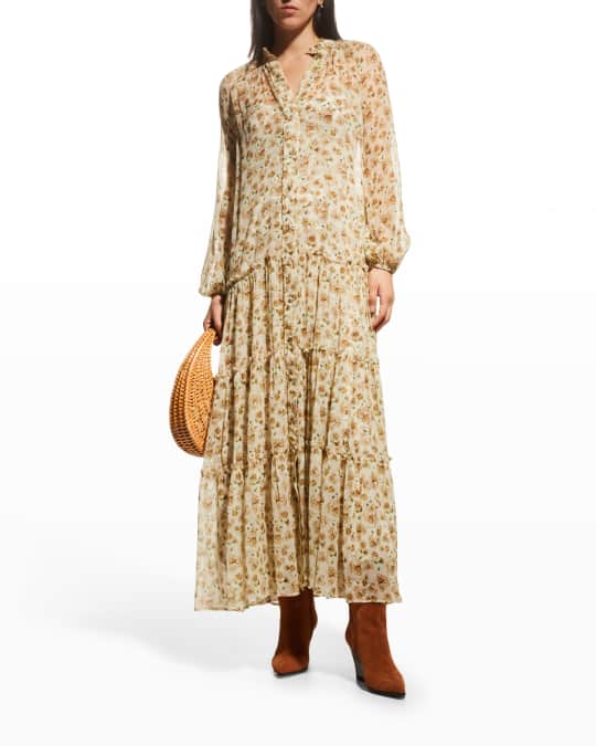 ALESSIA ZAMATTIO Mimosa Floral Button-Front Tiered Maxi Dress | Neiman  Marcus