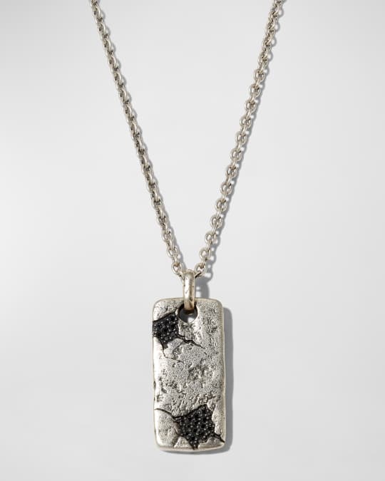 John Varvatos Men's Crack Dog Tag Pendant Necklace w/ Black