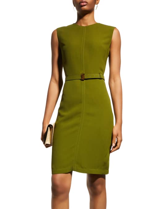 Macy Monogram Motif Belted Knee Length Dress