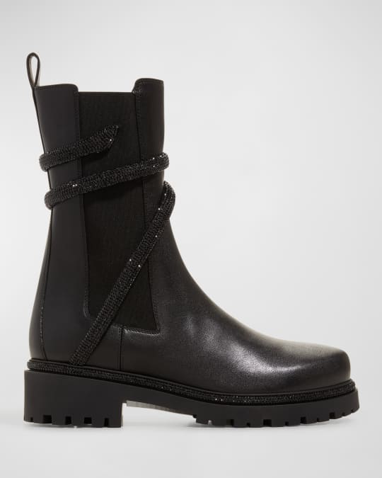 Rene Caovilla Calfskin Snake Wrap Chelsea Boots Neiman Marcus