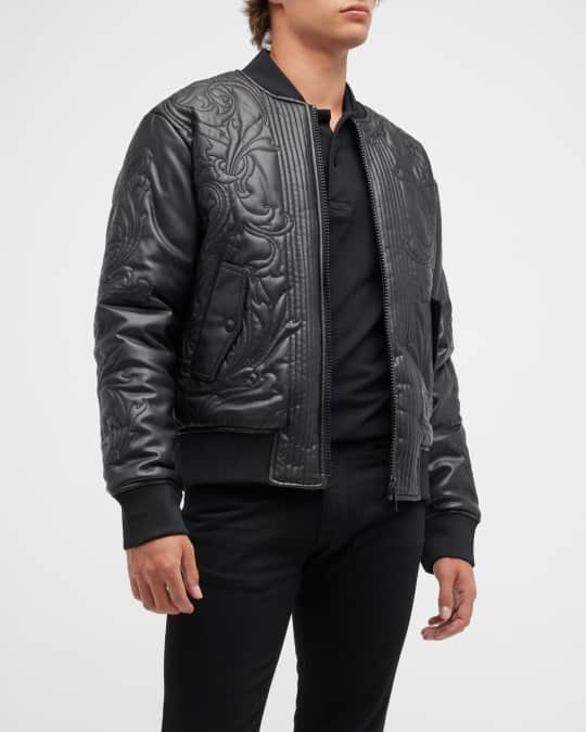 Versace leather bomber jacket online