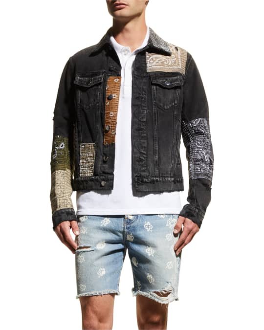 Amiri Men's BandanaPatch Denim Trucker Jacket Neiman Marcus