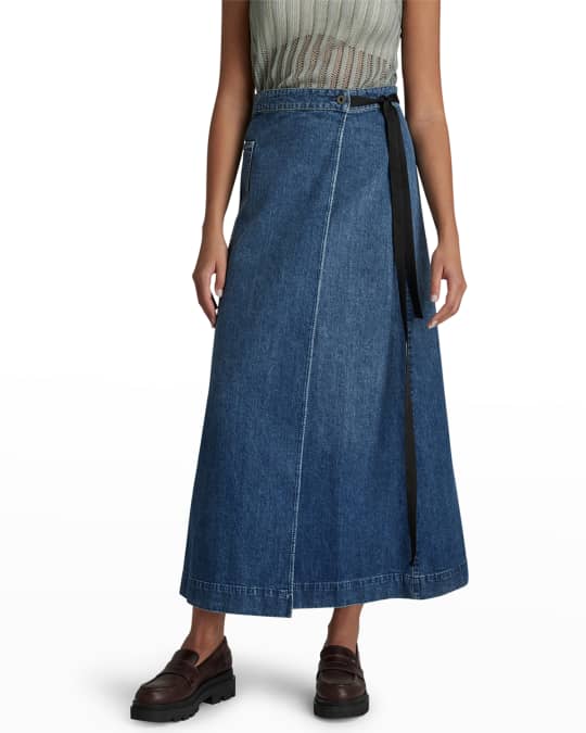 マイクラ 人気アイテム A-Line Denim Wrap Skirt Maxi スカート