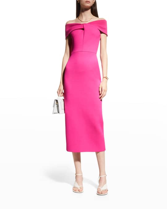 Twisted Off The Shoulder Midi Dress
