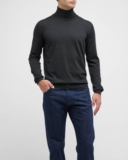 Kiton Men's Cashmere-Silk Turtleneck Sweater | Neiman Marcus