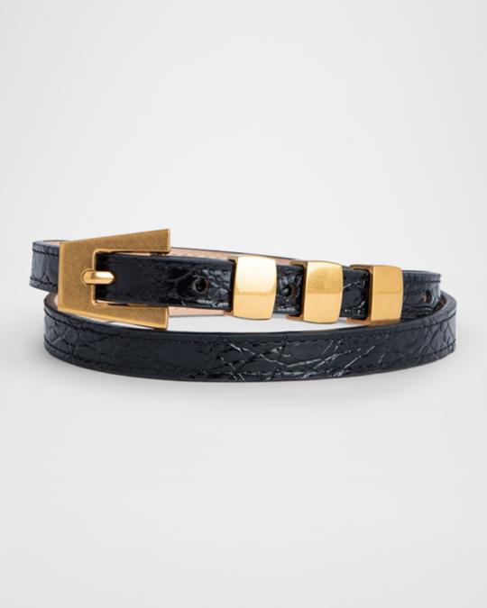 By Far Vic Crocodile Embossed Leather Belt Croco Belt – Will Leather Goods main image 4