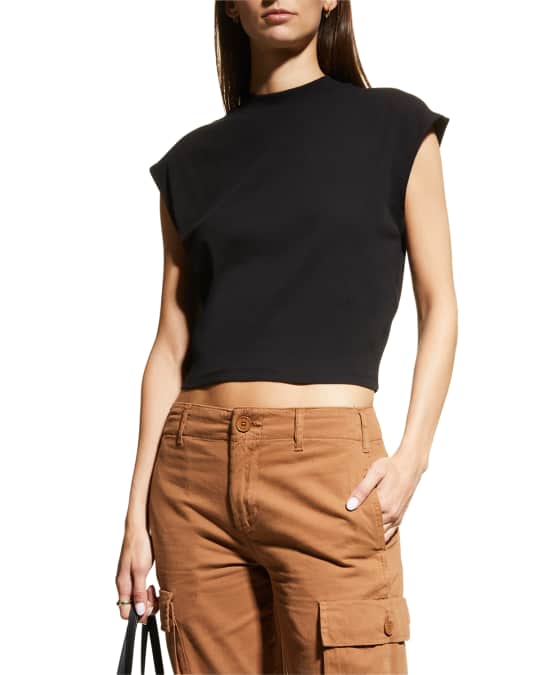 Cropped Mock Neck Tee