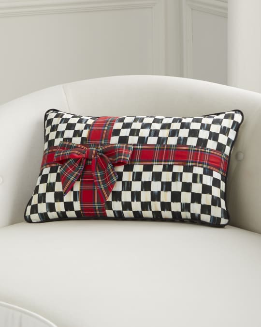 MacKenzie Childs Courtly Check Tartan Bow Lumbar Pillow Neiman Marcus