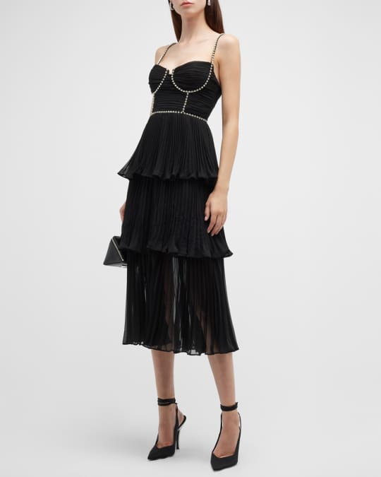 Tiered chiffon midi dress online