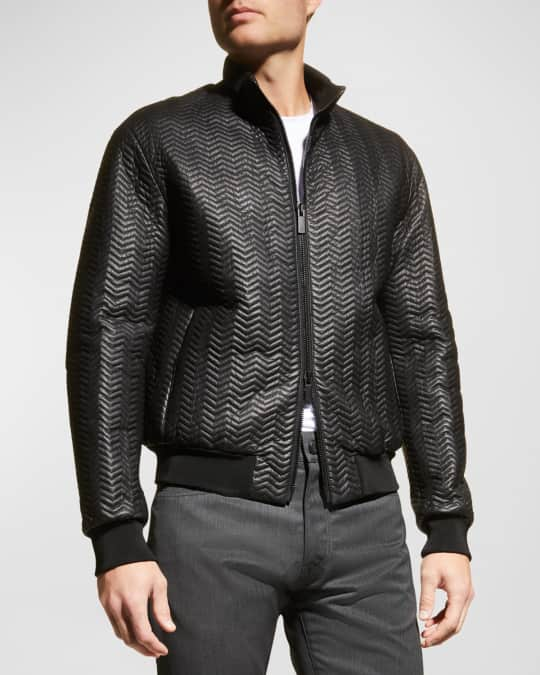 Giorgio Armani Men s Leather Chevron Bomber Jacket Neiman Marcus