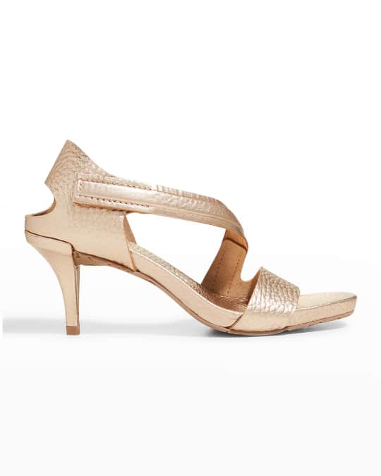 Pedro Garcia Cirine Metallic Asymmetrical Ankle-Strap Sandals | Neiman ...