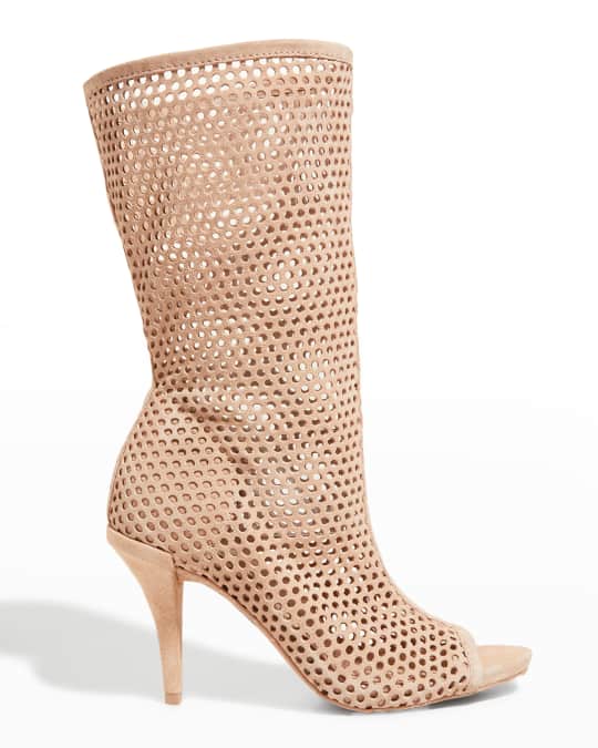 Yabella Slouchy Net Peep Toe Mid Boots