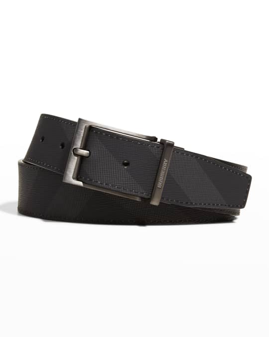 Burberry Men's Reversible Leather Check Belt | Neiman Marcus