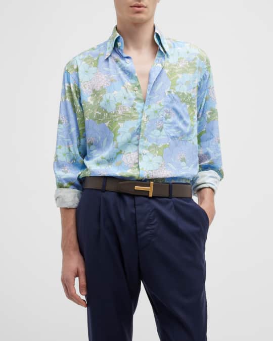 TOM FORD Men's Floral-Print Dress Shirt | Neiman Marcus