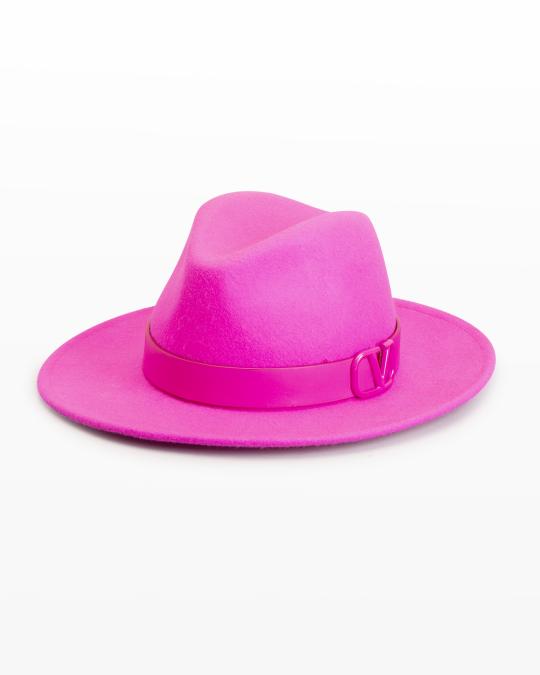 Valentino Garavani Logo Rabbit Hair Fedora Hat | Neiman Marcus