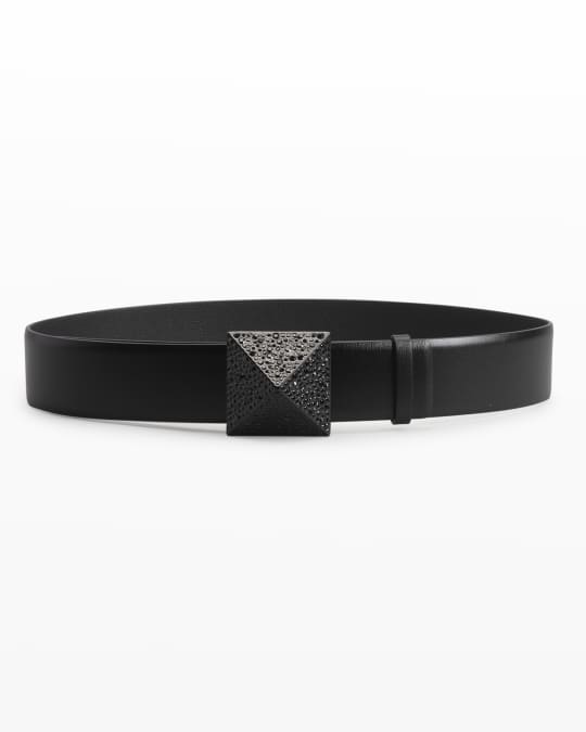 Valentino Garavani - Black & Rhinestone VLogo Belt