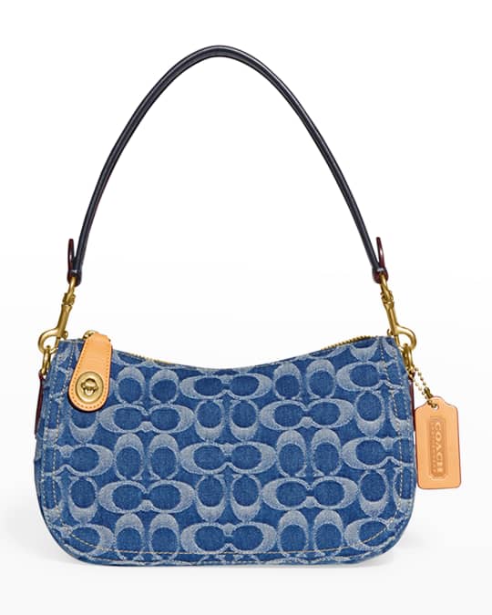 Swinger Monogram Washed Denim Shoulder Bag