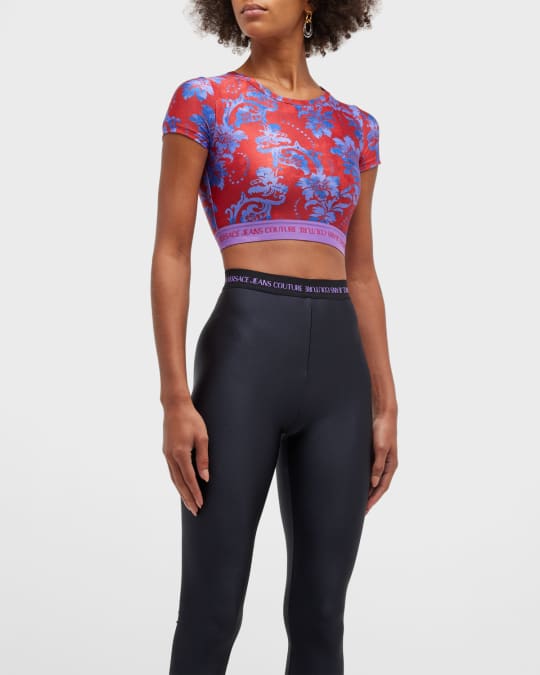 versace jeans couture logo band crop top