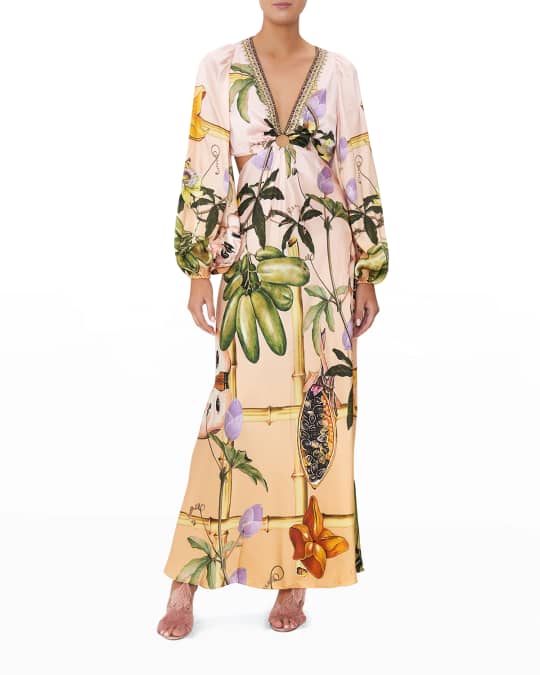 Camilla U Ring Printed Silk Cutout Maxi Dress Neiman Marcus