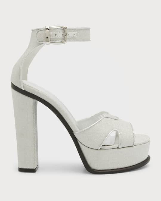 Alexander McQueen Butterfly Glitter Ankle Strap Platform Sandals Neiman Marcus