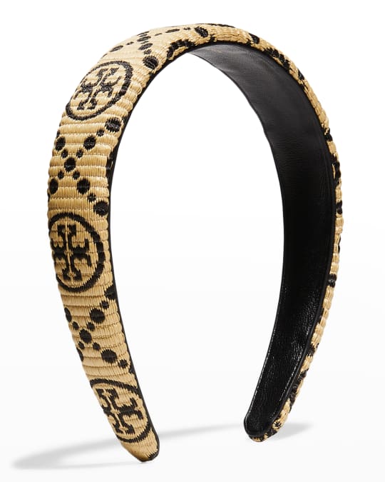 Tory Burch T Monogram Raffia Headband | Neiman Marcus