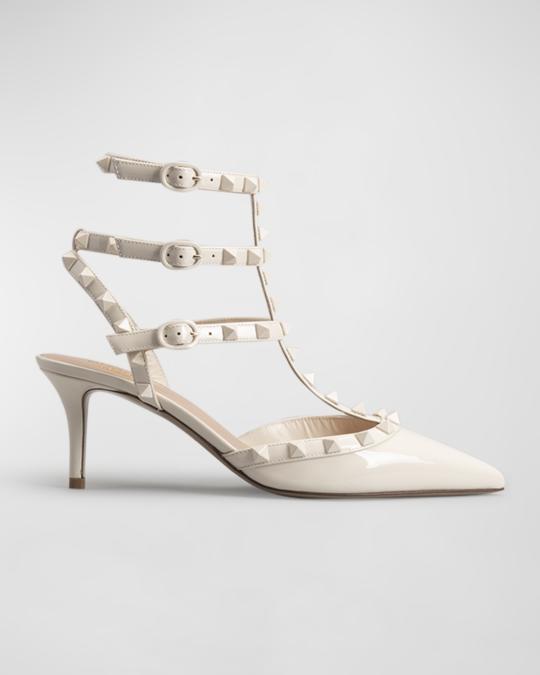 Valentino Rockstud Accents Patent Leather T-Strap Pumps  Valentino Rockstud Patent T-strap pumps display picture 1