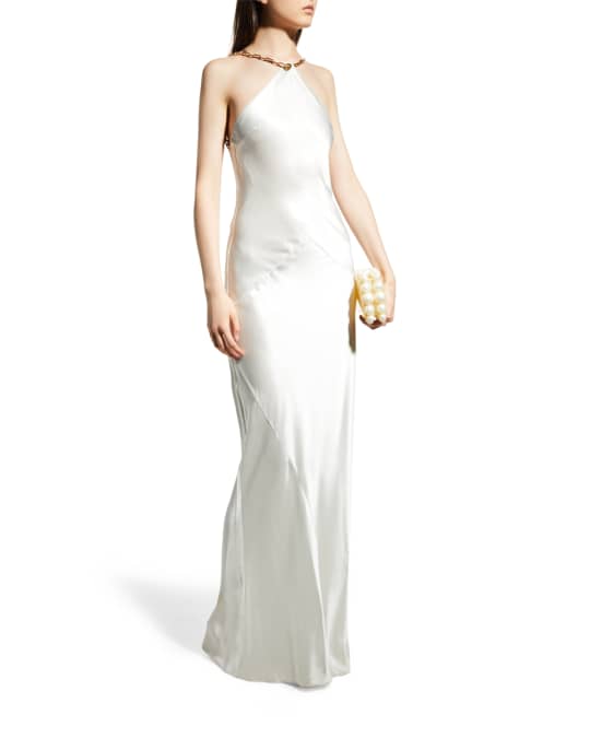 Cult Gaia Ophelia Chain-Strap Halter Gown | Neiman Marcus