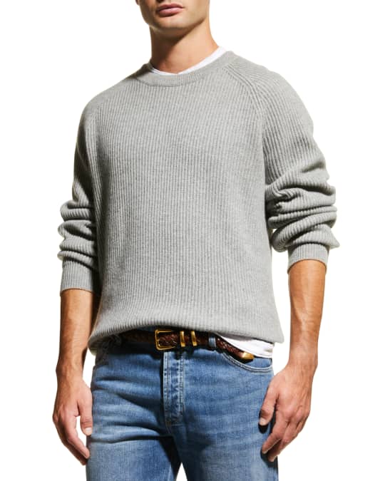 Cozy Turtleneck Raglan Sleeve Chunky Brioche Knit Men Winter Sweater