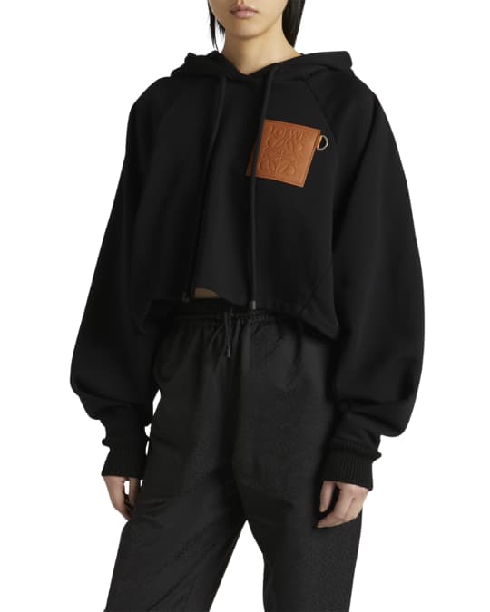 LOEWE Anagram Leather Patch Hoodie Grey