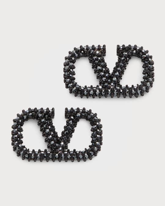 Valentino Garavani VLogo Crystal Stud Earrings | Neiman Marcus