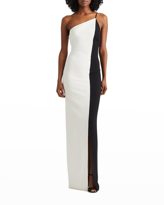 Ralph Lauren Collection Fabricio One-Shoulder Two-Tone Column Dress ...