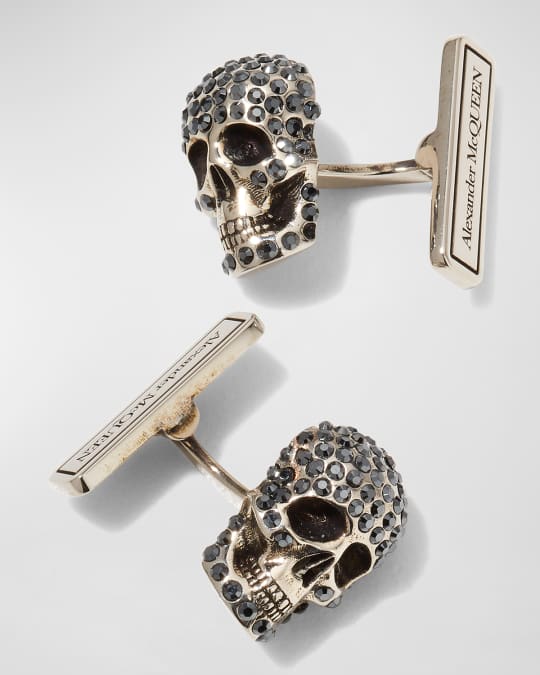 Alexander McQueen Men s Crystal Pave Skull Cufflinks Neiman Marcus