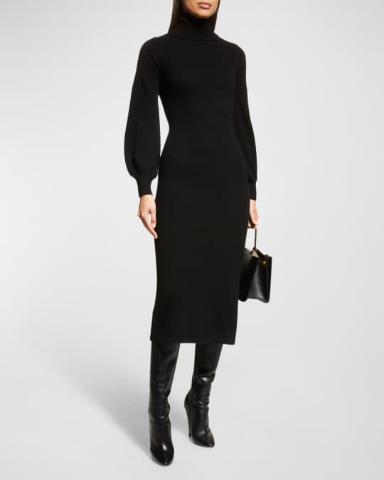 black cashmere dress RIXO Aly Cashmere-Blend Mini Black main image 1