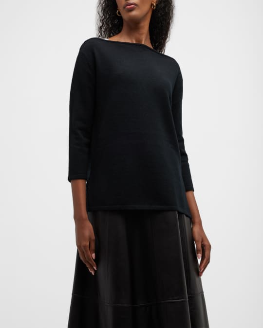 Cashmere Colorblock Bateau-Neck Sweater