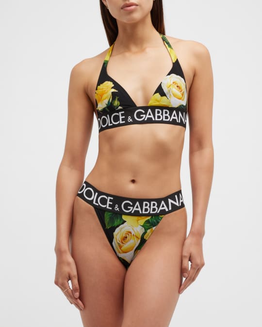 Dolce Gabbana Two Piece Triangle Bikini Set w Branded Elastic Neiman Marcus