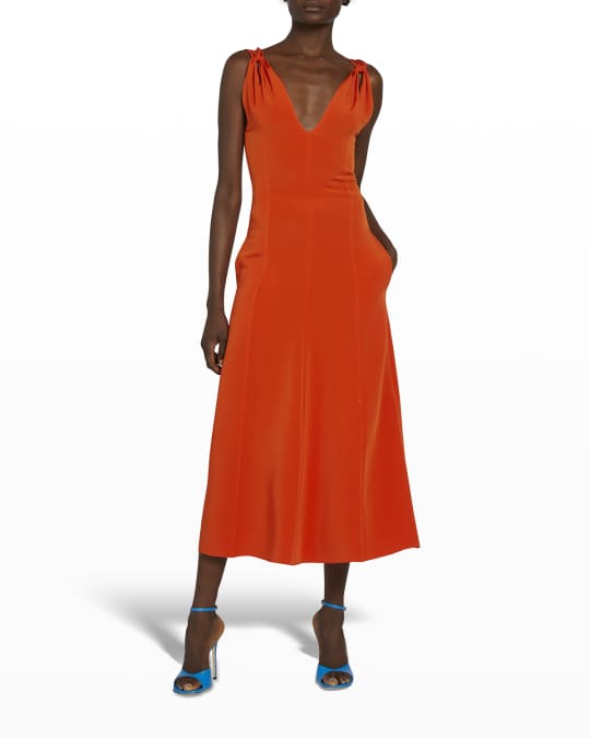 【関税送料込】☆Victoria Beckham☆Twist Shoulder Dress Victoria Beckham Twist-Shoulder Midi Dress | Neiman Marcus
