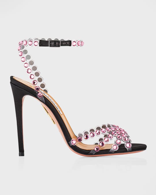 Aquazzura Tequila Crystal Ankle Strap Cocktail Sandals Neiman Marcus
