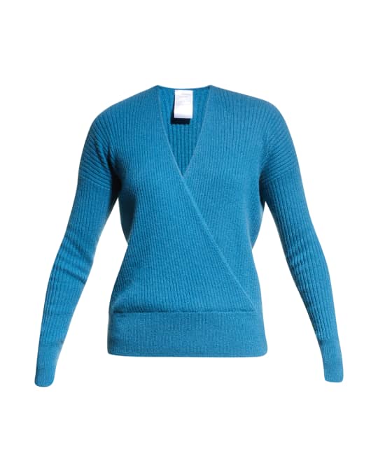 Cashmere faux sale wrap sweater