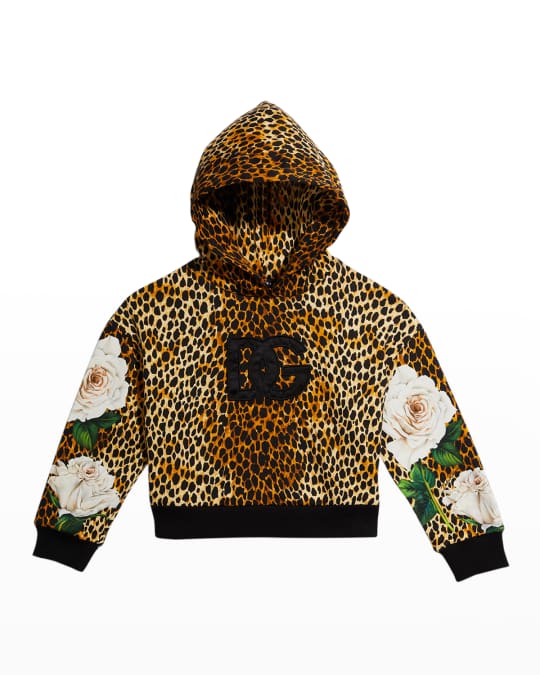 Girl s Ocelot And Rose Print Hoodie Size 4 6