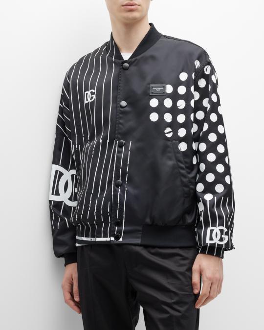 Dolce&Gabbana Men's DG Polka Stripes Bomber Jacket | Neiman Marcus