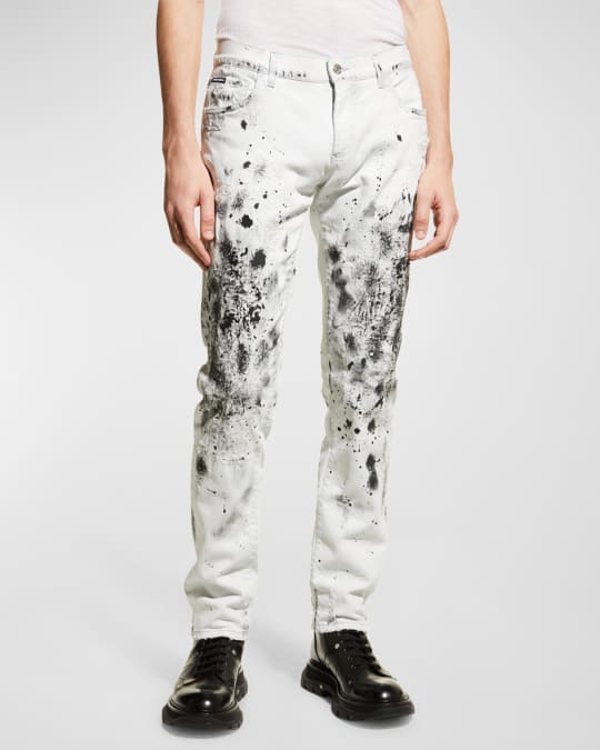 Dolce&Gabbana Men's Paint-Splatter Jeans Neiman Marcus