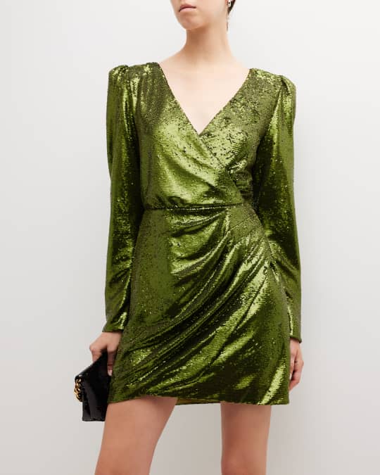 the attico green sequin dress Exclusive 2018 Attico for Luisaviaroma Gold Sequin Wrapped Plunging Mi –  Shrimpton Couture main image 0
