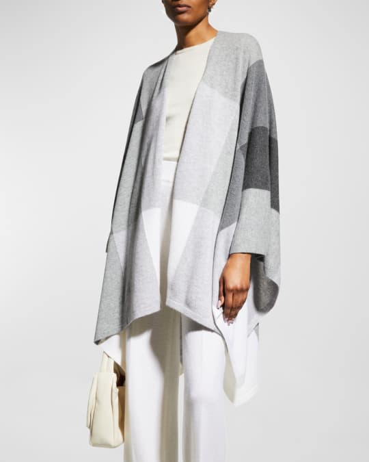 Plaid Open Front Cashmere Poncho