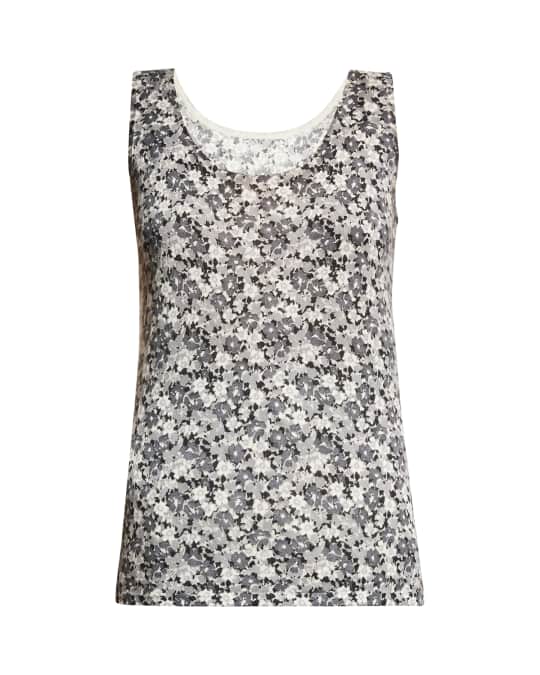Floral-Print Cashmere Tank