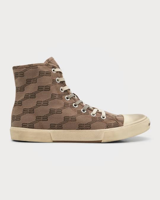 Brown Paris BB monogram canvas high-top trainers