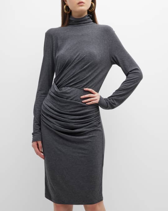 ruched turtleneck dress Ortensia Turtleneck Ruched Mini Dress S | M | Black | Womens