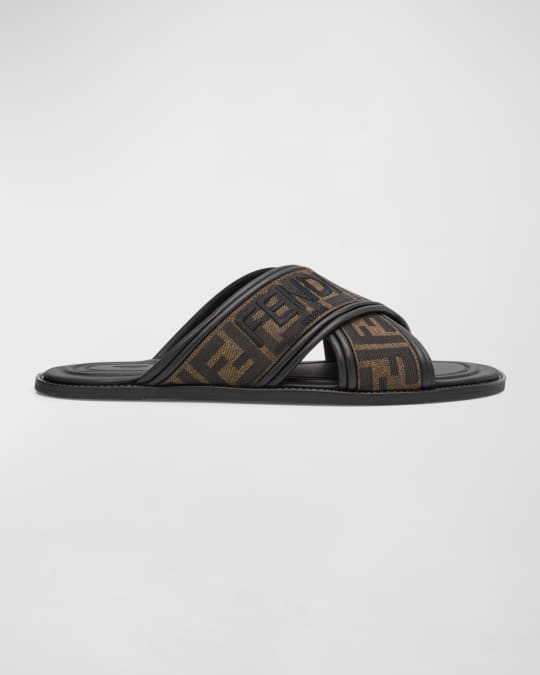 Fendi Men s Crisscross FF Logo Slides Neiman Marcus