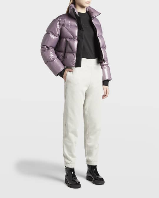 Moncler Claret Cropped Puffer Jacket | Neiman Marcus