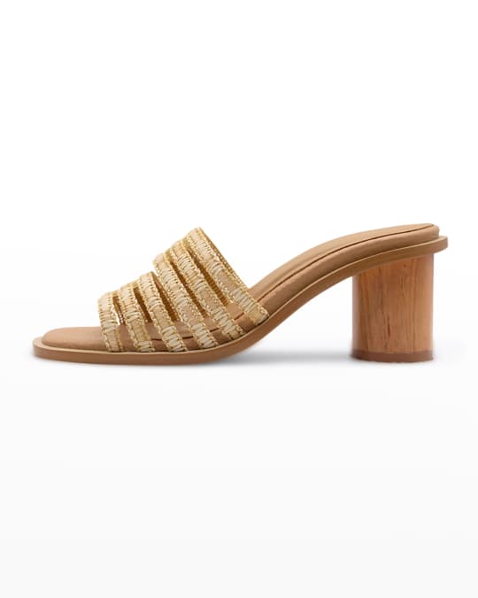 KAANAS Setar Caged Wood-Heel Sandals | Neiman Marcus