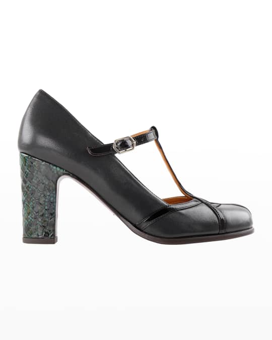 Chie Mihara Fatma Mixed Leather Mary Jane Pumps | Neiman Marcus